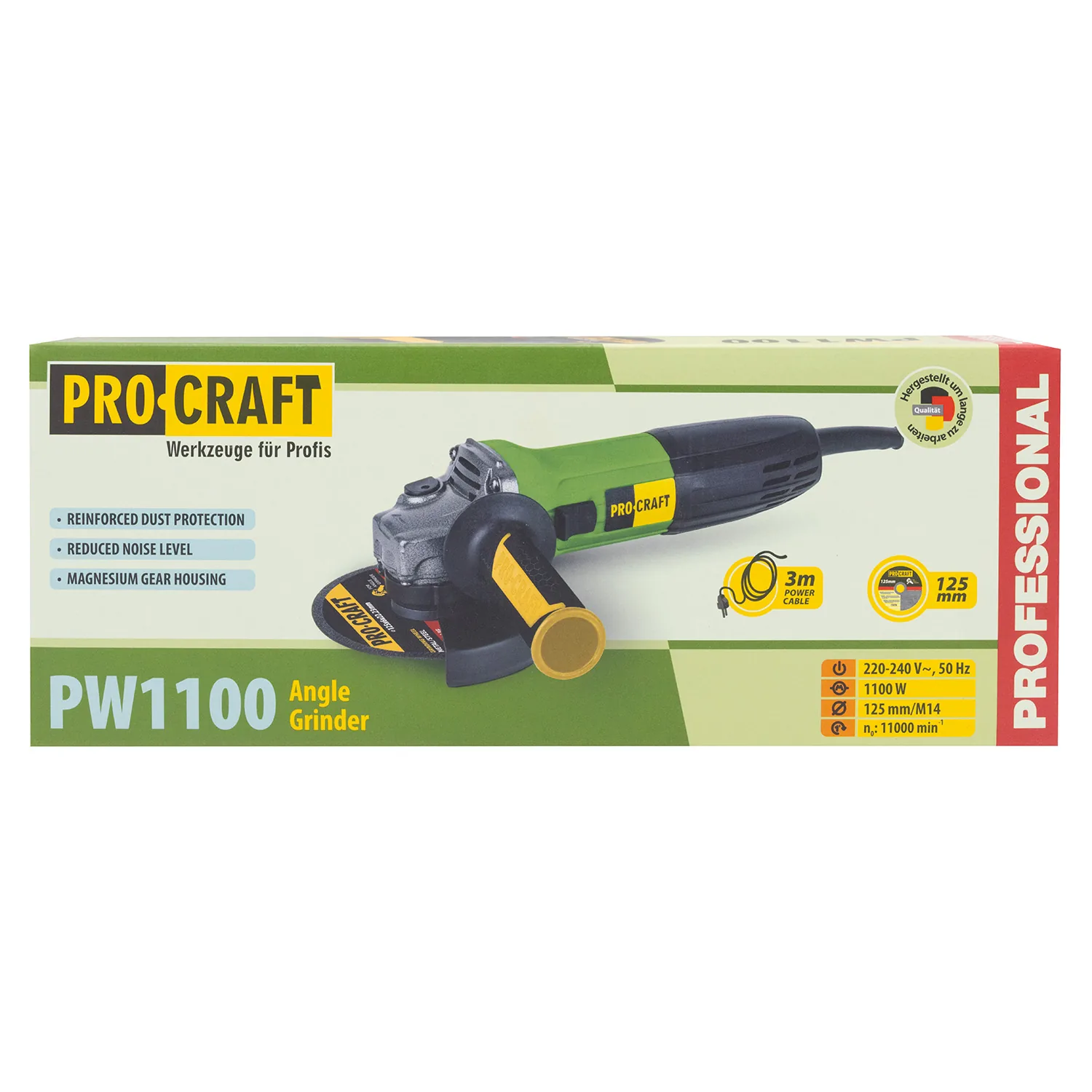 Шліфмашина кутова PRO-CRAFT PW-1100 (Ø 125mm)