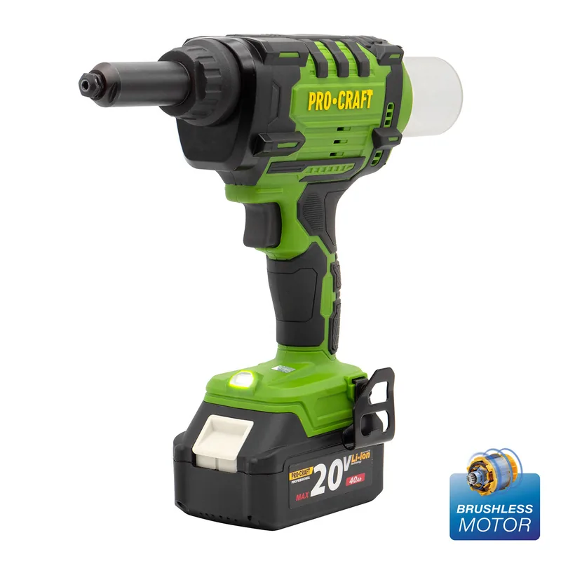 Заклепник акумуляторний PRO-CRAFT PRG-20 (з 2 АКБ 20В 4А/г ) Кейс