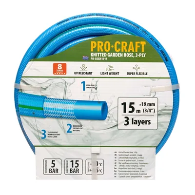 Шланг садовий PRO-CRAFT PR-3KGH1915 (3 шари, Ø 3/4", 15м, сітчасте плет.) синій