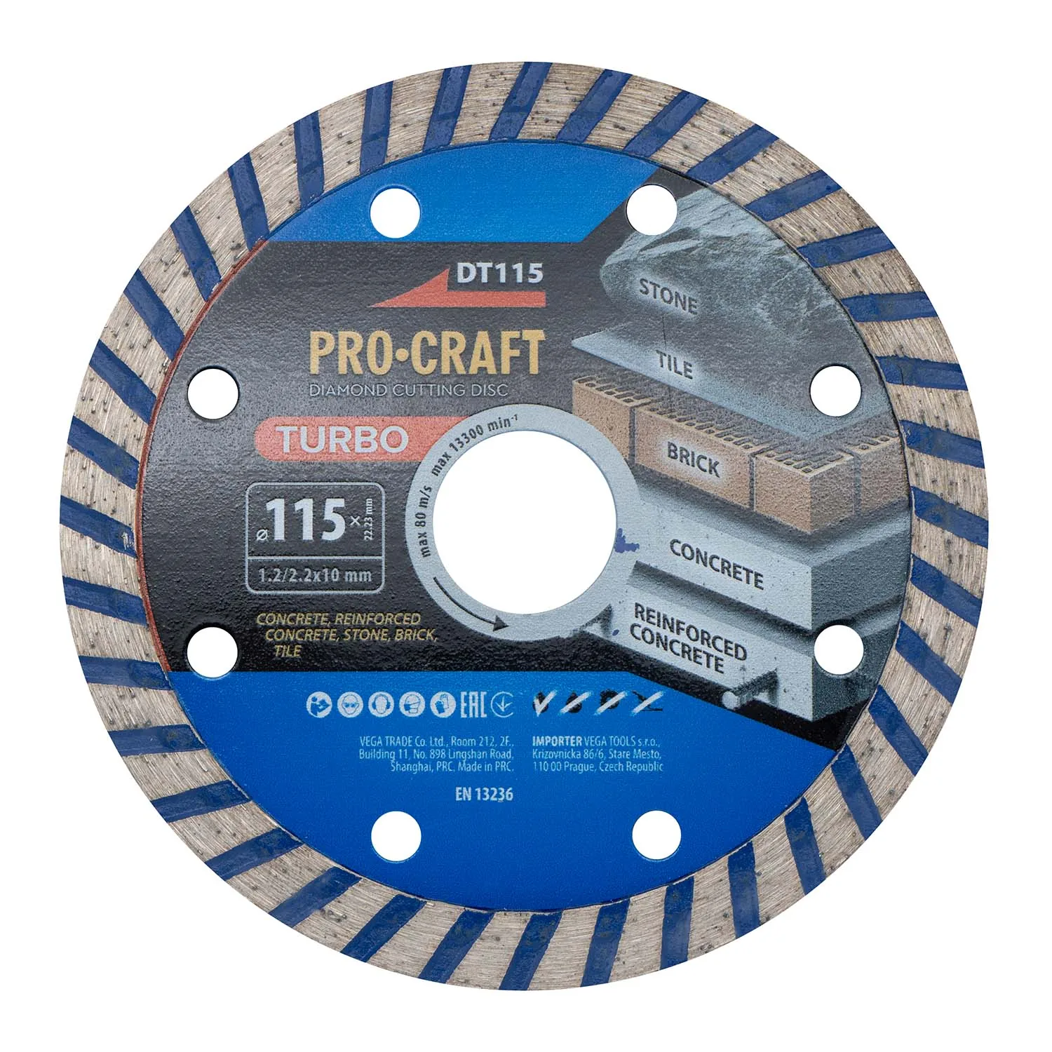 Диск алмазний ріжучий Turbo PRO-CRAFT DT-115