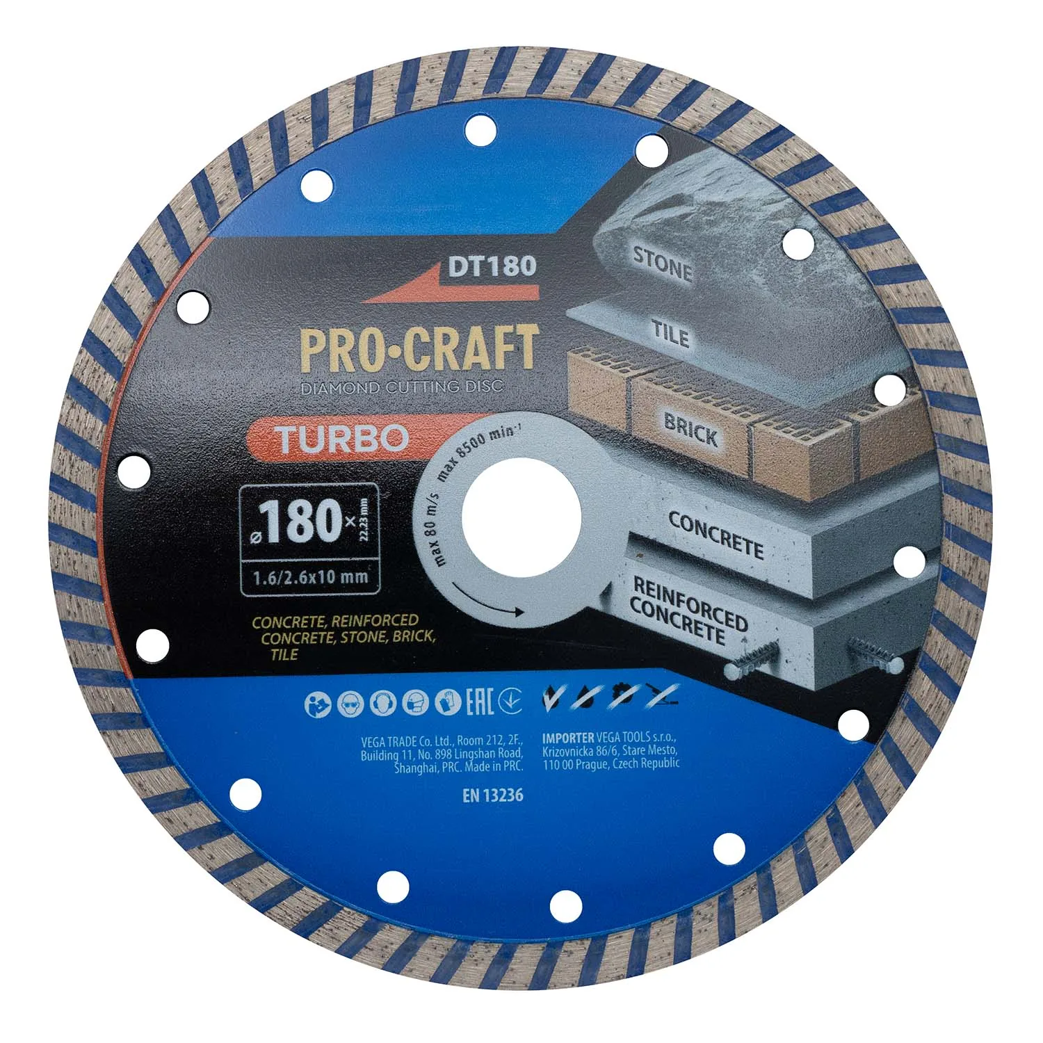 Диск алмазний ріжучий Turbo PRO-CRAFT DT-180