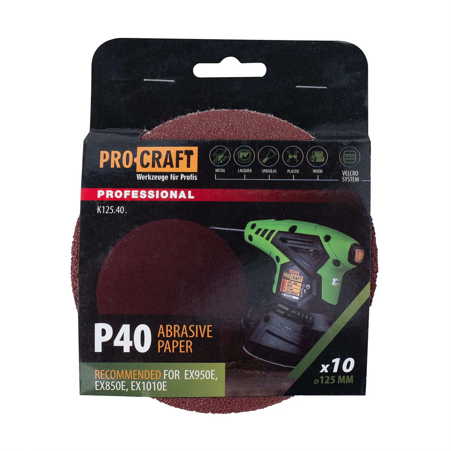 Коло шліфувальне на липучці PRO-CRAFT K125.40(наб.10 шт)
