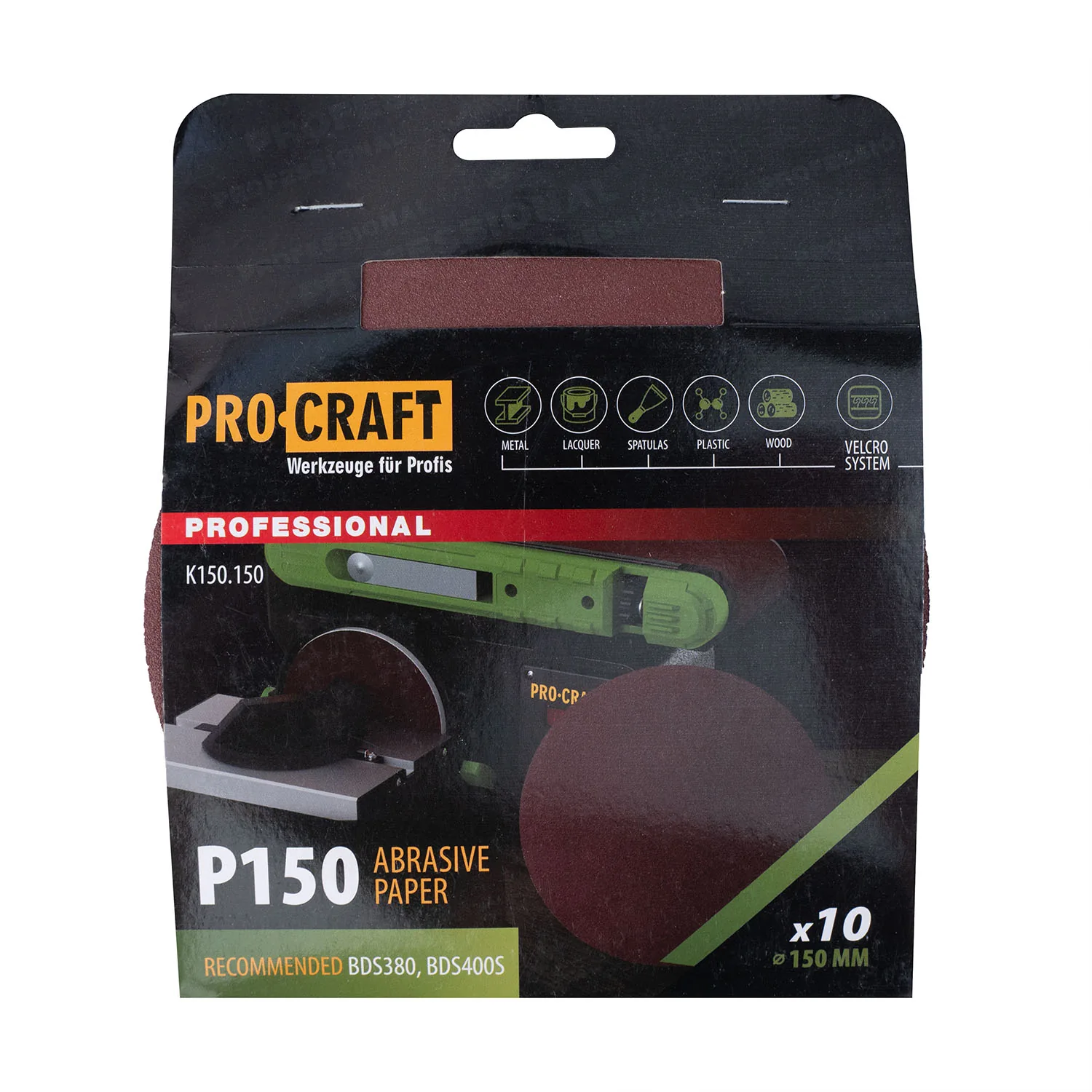 Коло шліфувальне на липучці PRO-CRAFT K150.150 ( наб.10 шт)