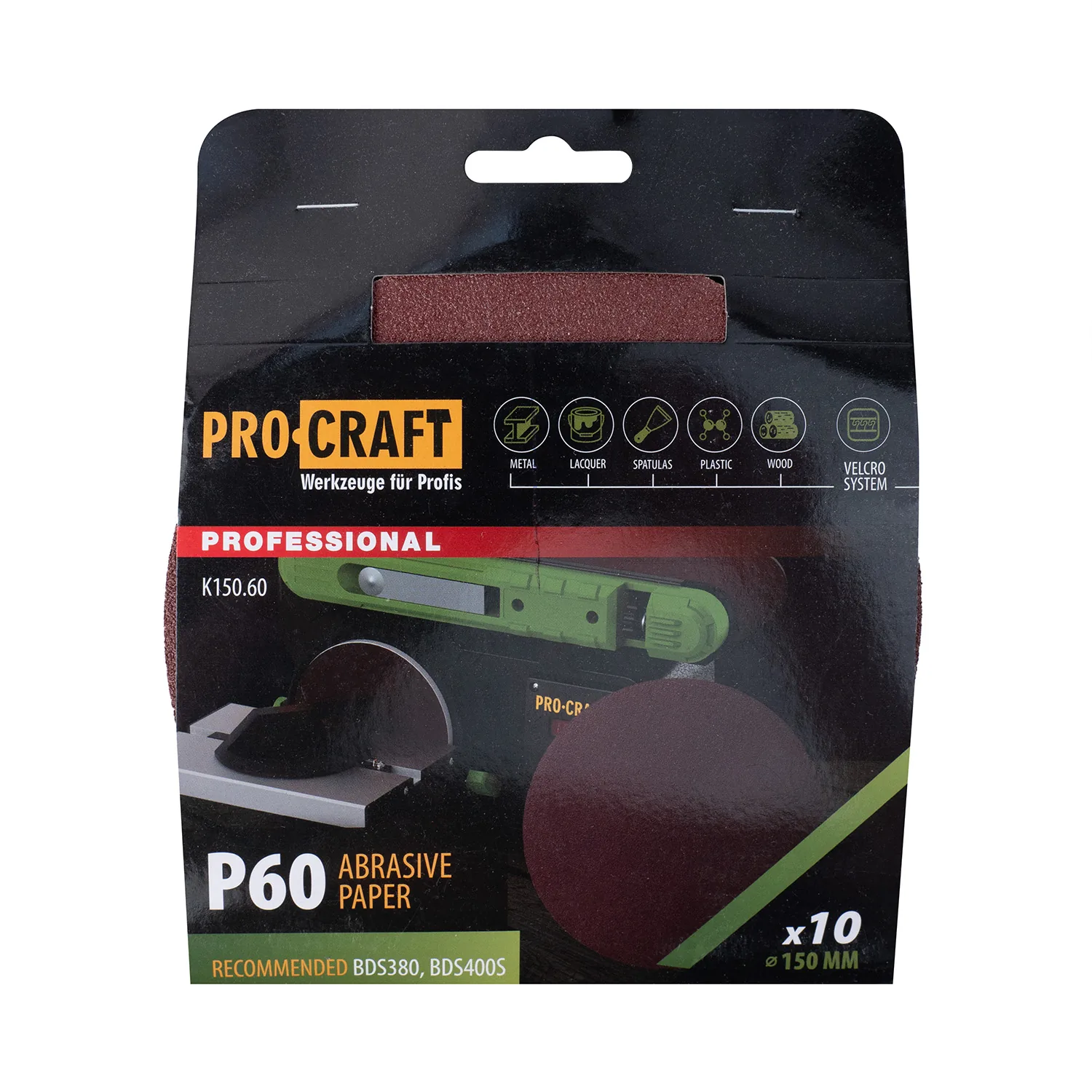 Коло шліфувальне на липучці PRO-CRAFT K150.60 ( наб.10 шт)