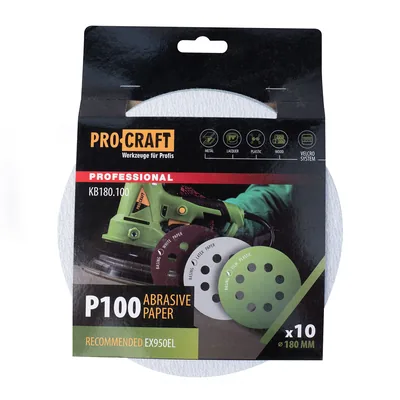 Коло шліфувальне на липучці PRO-CRAFT KB180.100 ( наб.10 шт)