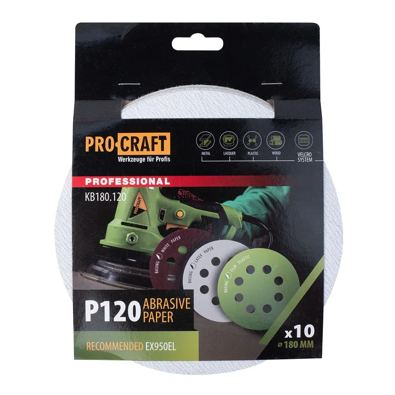 Коло шліфувальне на липучці PRO-CRAFT KB180.120 ( наб.10 шт)