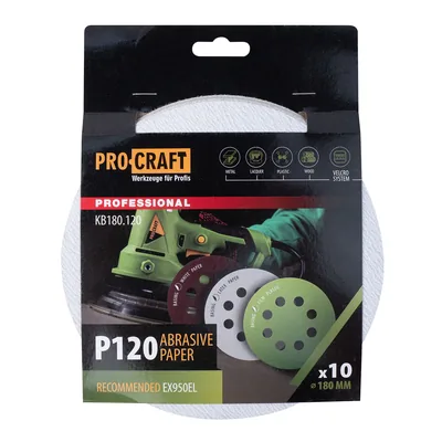 Коло шліфувальне на липучці PRO-CRAFT KB180.120 ( наб.10 шт)