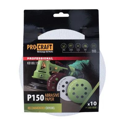 Коло шліфувальне на липучці PRO-CRAFT KB180.150 ( наб.10 шт)