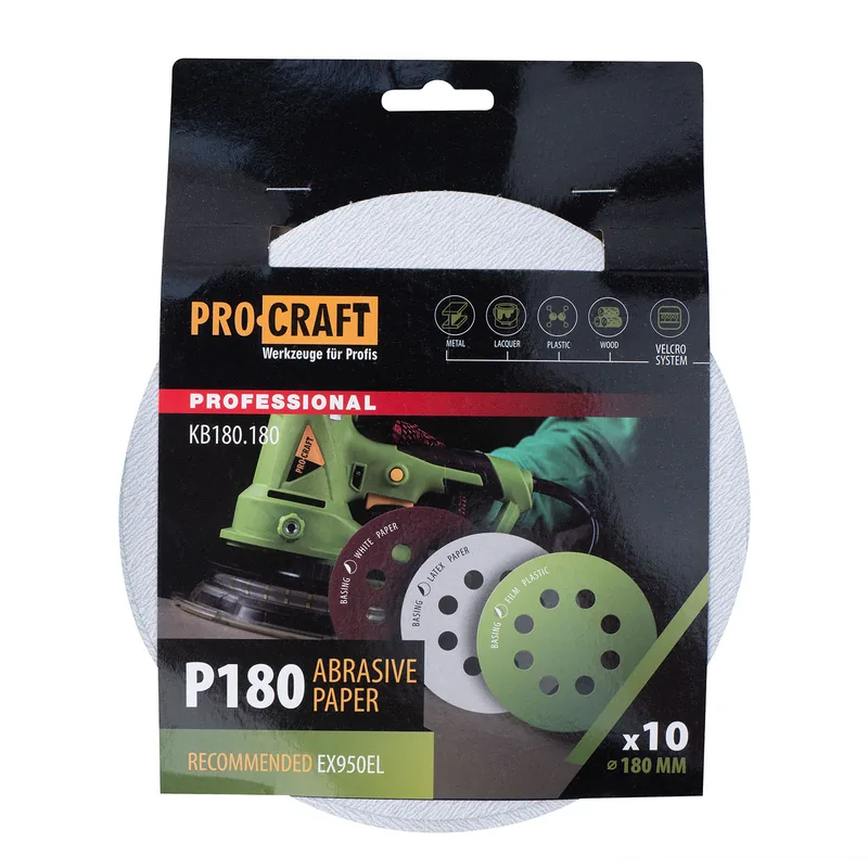 Коло шліфувальне на липучці PRO-CRAFT KB180.180 ( наб.10 шт)