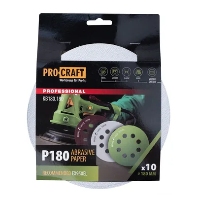 Коло шліфувальне на липучці PRO-CRAFT KB180.180 ( наб.10 шт)