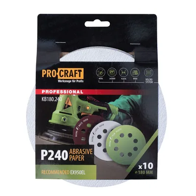 Коло шліфувальне на липучці PRO-CRAFT KB180.240 ( наб.10 шт)