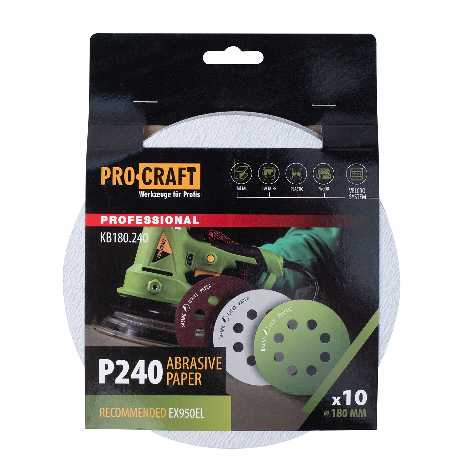 Коло шліфувальне на липучці PRO-CRAFT KB180.240 ( наб.10 шт)