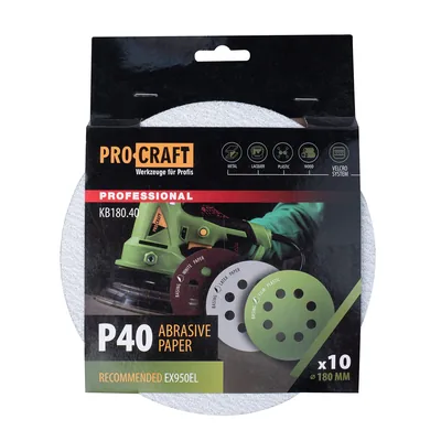 Коло шліфувальне на липучці PRO-CRAFT KB180.40 ( наб.10 шт)