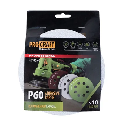 Коло шліфувальне на липучці PRO-CRAFT KB180.60 ( наб.10 шт)