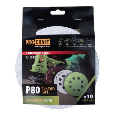 Коло шліфувальне на липучці PRO-CRAFT KB180.80 ( наб.10 шт)