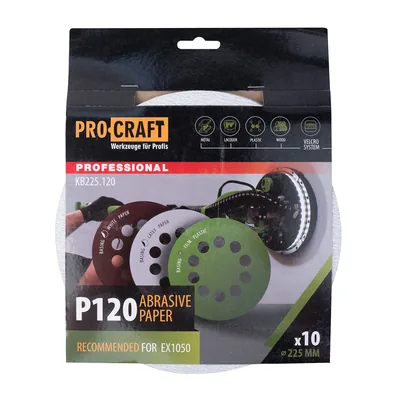 Коло шліфувальне на липучці PRO-CRAFT KB225.120 ( наб.10 шт)