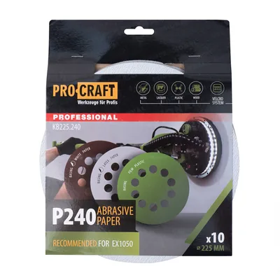 Коло шліфувальне на липучці PRO-CRAFT KB225.240 ( наб.10 шт)