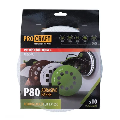 Коло шліфувальне на липучці PRO-CRAFT KB225.80 ( наб.10 шт)