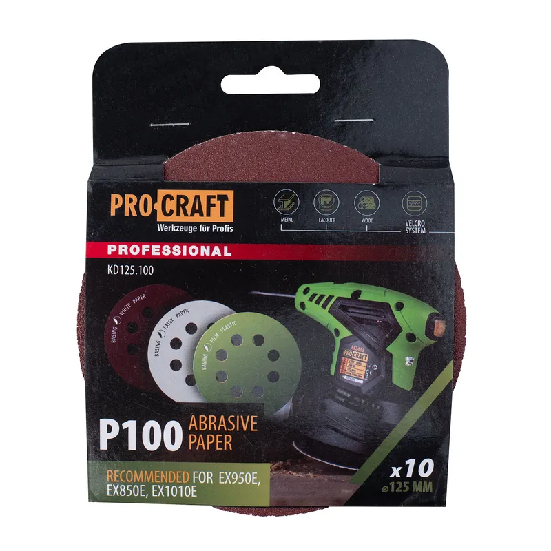Коло шліфувальне на липучці PRO-CRAFT KD125.100 ( наб.10 шт)