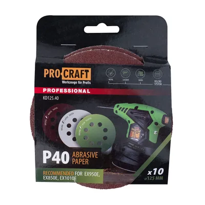 Коло шліфувальне на липучці PRO-CRAFT KD125.40 ( наб.10 шт)