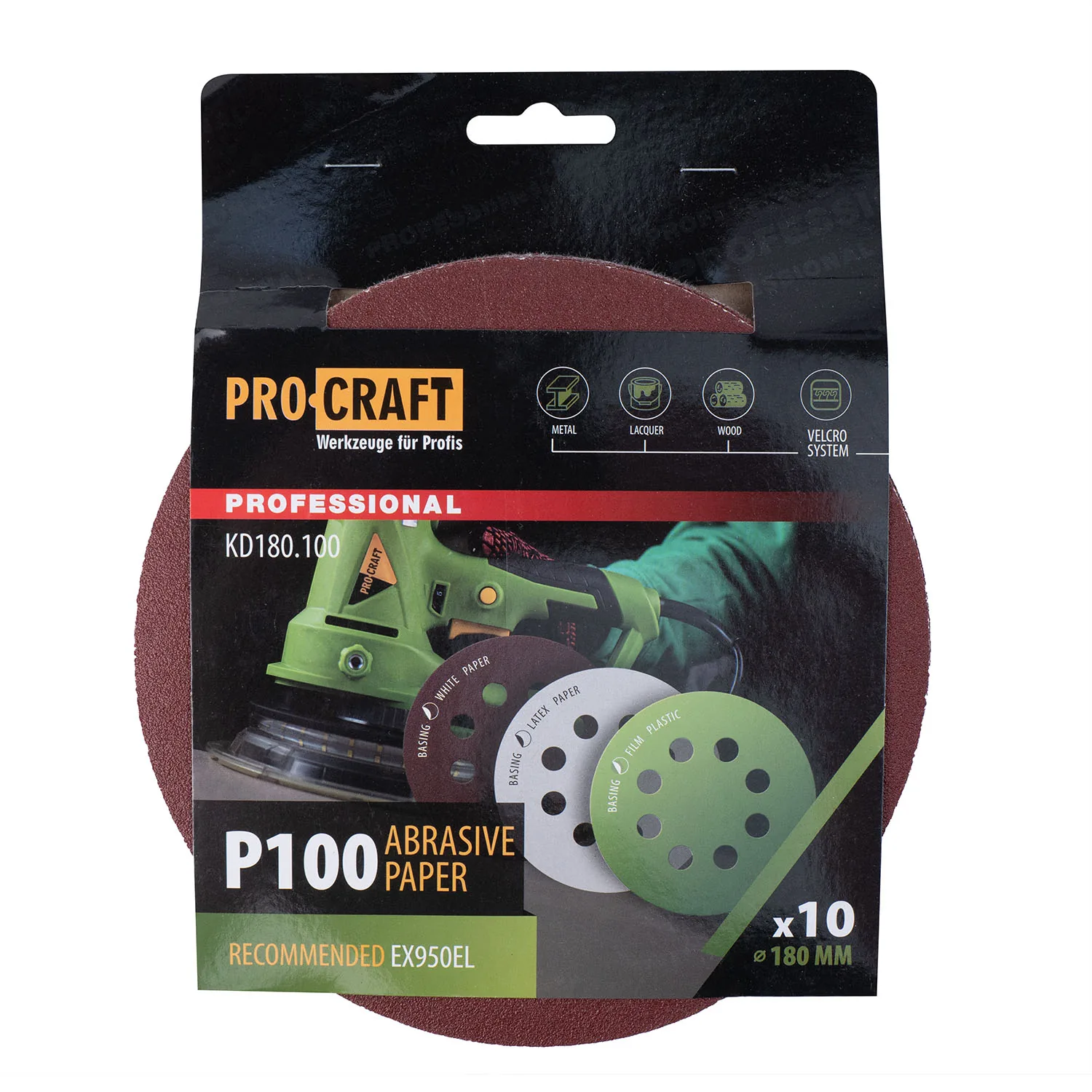 Коло шліфувальне на липучці PRO-CRAFT KD180.100 ( наб.10 шт)
