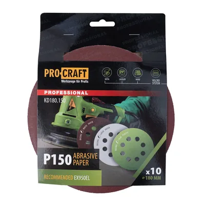 Коло шліфувальне на липучці PRO-CRAFT KD180.150 ( наб.10 шт)