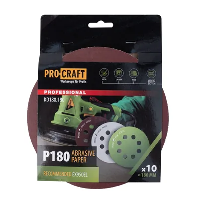 Коло шліфувальне на липучці PRO-CRAFT KD180.180 ( наб.10 шт)