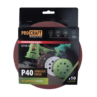Коло шліфувальне на липучці PRO-CRAFT KD180.40 ( наб.10 шт)
