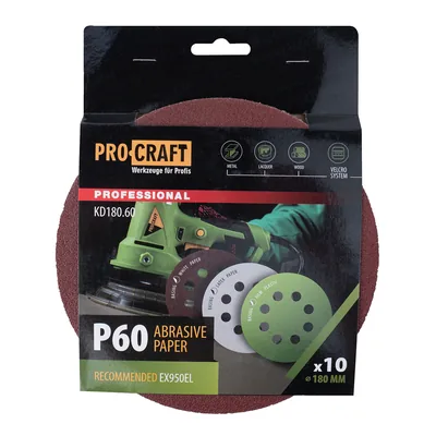 Коло шліфувальне на липучці PRO-CRAFT KD180.60 ( наб.10 шт)