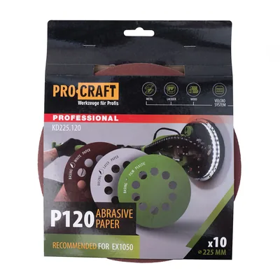 Коло шліфувальне на липучці PRO-CRAFT KD225.120 ( наб.10 шт)