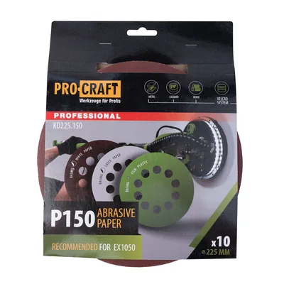 Коло шліфувальне на липучці PRO-CRAFT KD225.150 ( наб.10 шт)