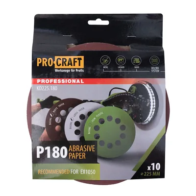 Коло шліфувальне на липучці PRO-CRAFT KD225.180 ( наб.10 шт)