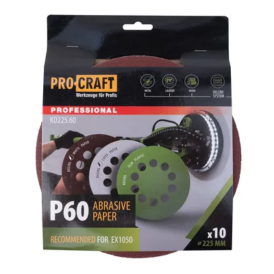Коло шліфувальне на липучці PRO-CRAFT KD225.60 ( наб.10 шт)