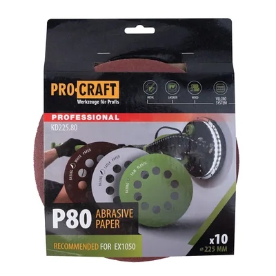 Коло шліфувальне на липучці PRO-CRAFT KD225.80 ( наб.10 шт)
