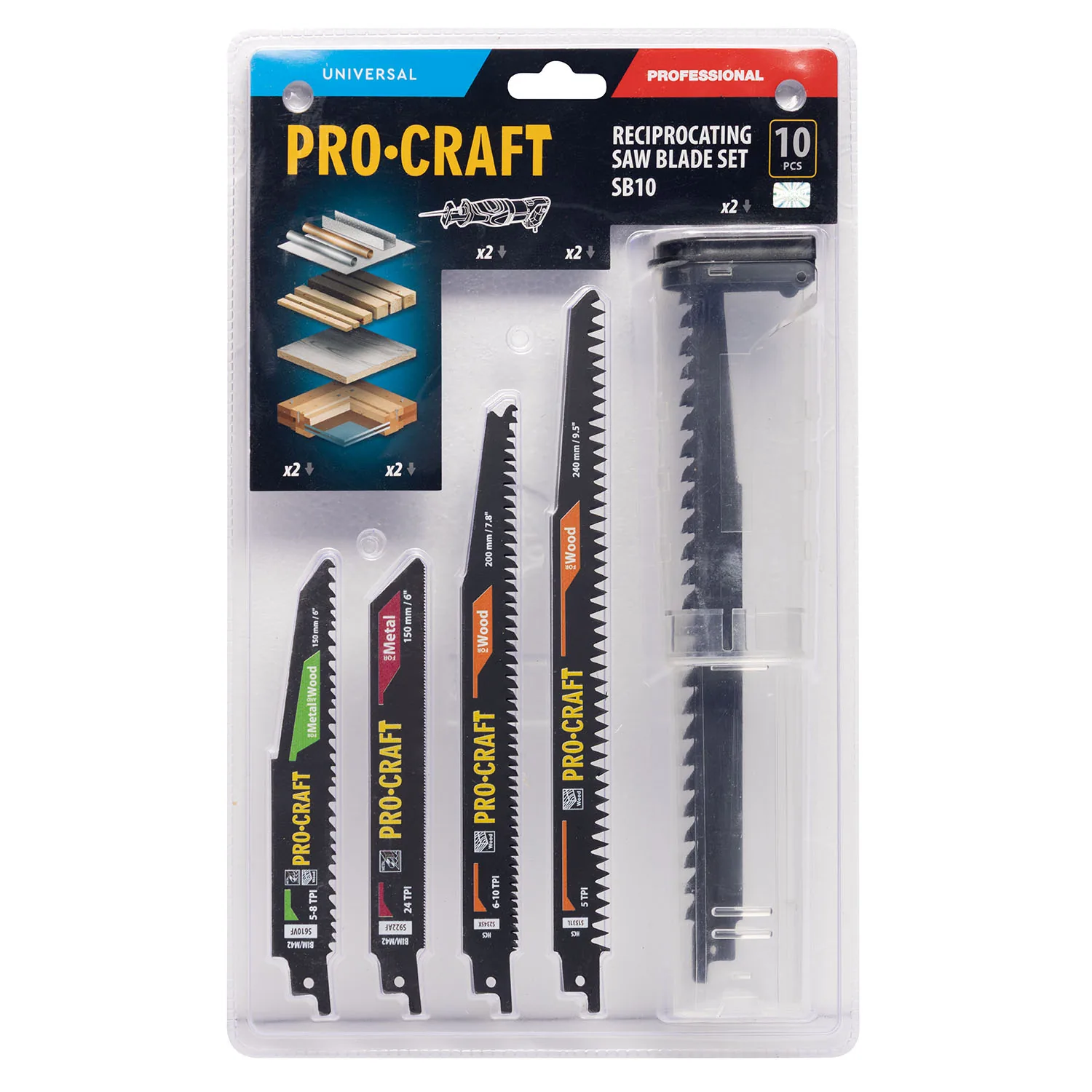 Набір полотен для шабельної пилки PRO-CRAFT SB-10