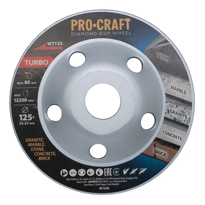 Чаша алмазна шліфувальна PRO-CRAFT WT-125 Turbo