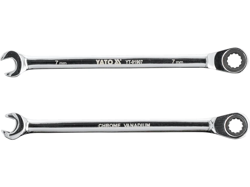 Ключ ріжково-накидний YATO з тріщаткою : CrV, М= 7 мм, L= 130 мм