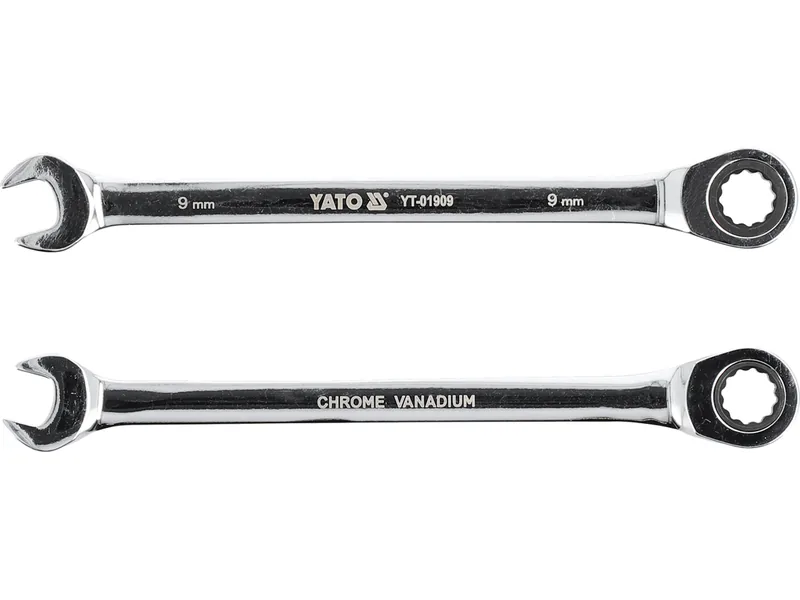 Ключ ріжково-накидний YATO з тріщаткою : CrV, М= 9 мм, L= 130 мм