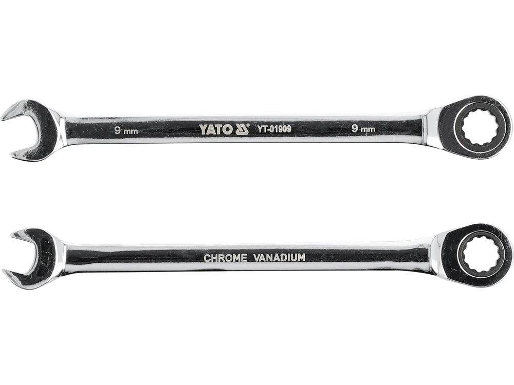 Ключ ріжково-накидний YATO з тріщаткою : CrV, М= 9 мм, L= 130 мм