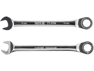 Ключ ріжково-накидний YATO з тріщаткою : CrV, М= 13 мм, L= 180 мм