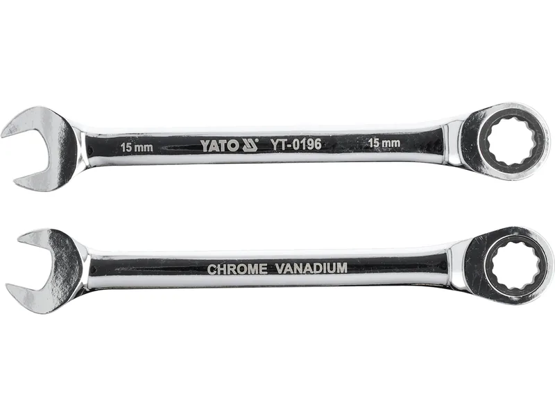 Ключ ріжково-накидний YATO з тріщаткою : CrV, М= 15 мм, L= 200 мм
