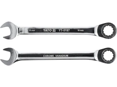 Ключ ріжково-накидний YATO з тріщаткою : CrV, М= 16 мм, L= 210 мм