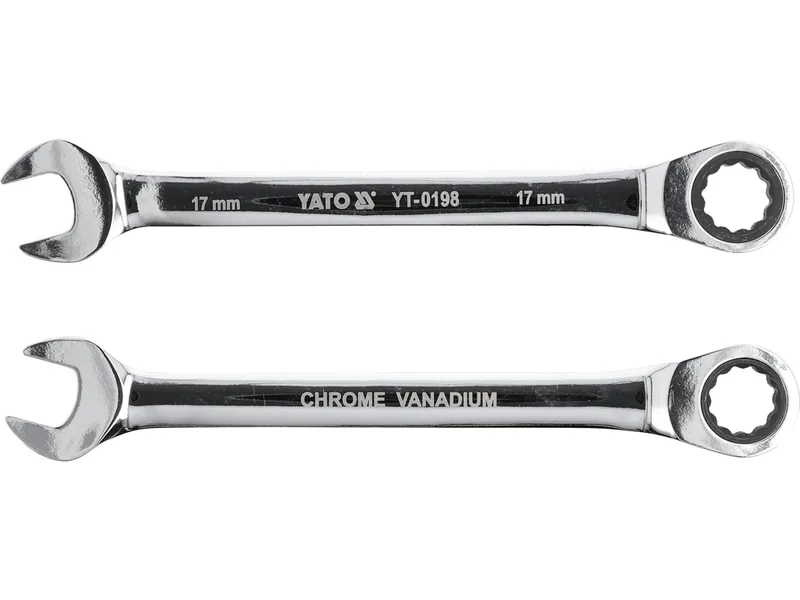 Ключ ріжково-накидний YATO з тріщаткою : CrV, М= 17 мм, L= 225 мм