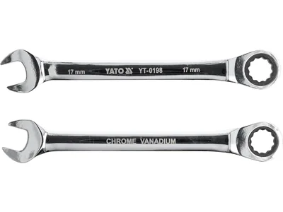 Ключ ріжково-накидний YATO з тріщаткою : CrV, М= 17 мм, L= 225 мм