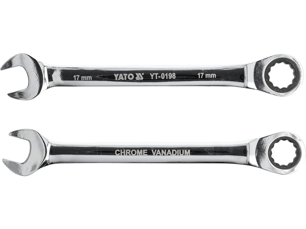 Ключ ріжково-накидний YATO з тріщаткою : CrV, М= 17 мм, L= 225 мм