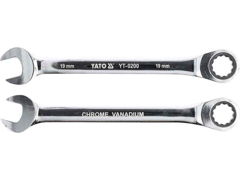 Ключ ріжково-накидний YATO з тріщаткою : CrV, М= 19 мм, L= 245 мм