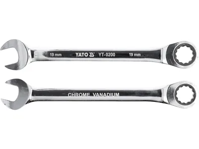 Ключ ріжково-накидний YATO з тріщаткою : CrV, М= 19 мм, L= 245 мм