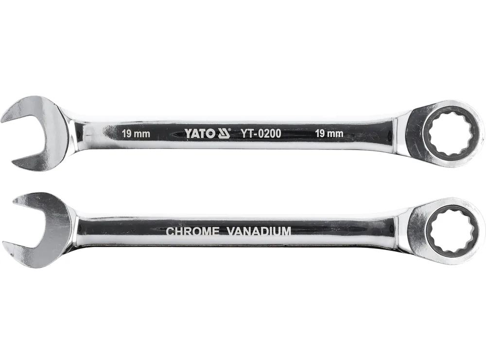 Ключ ріжково-накидний YATO з тріщаткою : CrV, М= 19 мм, L= 245 мм