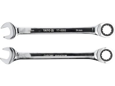 Ключ ріжково-накидний YATO з тріщаткою : CrV, М= 24 мм, L= 335 мм