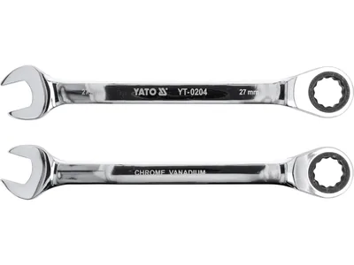 Ключ ріжково-накидний YATO з тріщаткою : CrV, М= 27 мм, L= 335 мм 72T